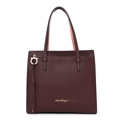 Salvatore Ferragamo Hammered Calfskin Double Handle Small Amy Tote Red 1 of 8