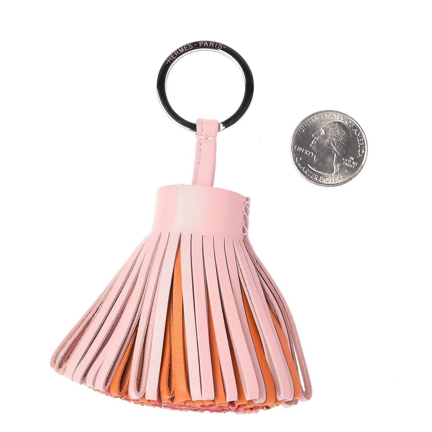 Lambskin Tri-Color Carmen Tassel Key Holder Rose Sakura Orange Bougainvillea