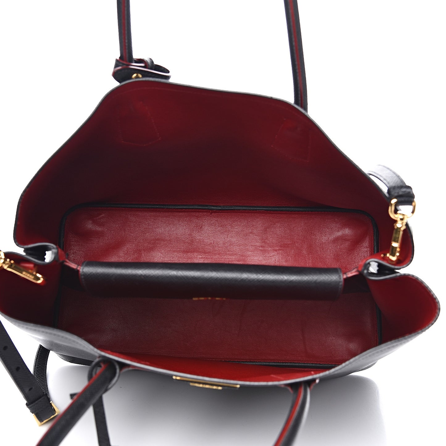 Saffiano Cuir Medium Double Bag Black Fuoco