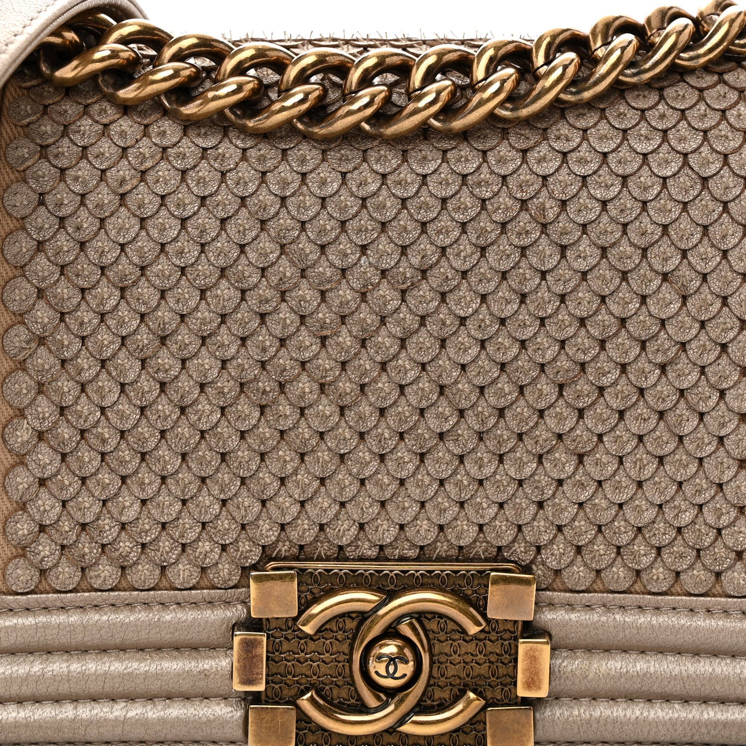 Chanel Metallic Lambskin Small Scaled Boy Flap Gold 8 of 10