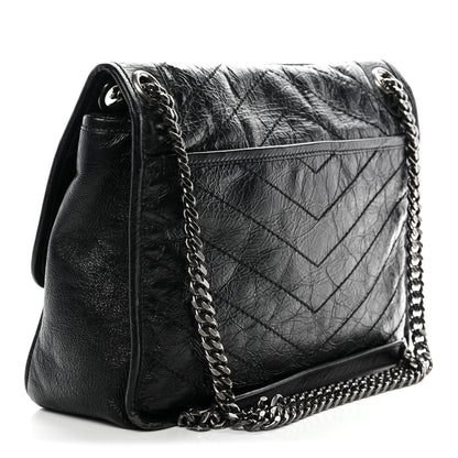 Saint Laurent Crinkled Calfskin Matelasse Monogram Medium Niki Chain Satchel Black 4 of 11