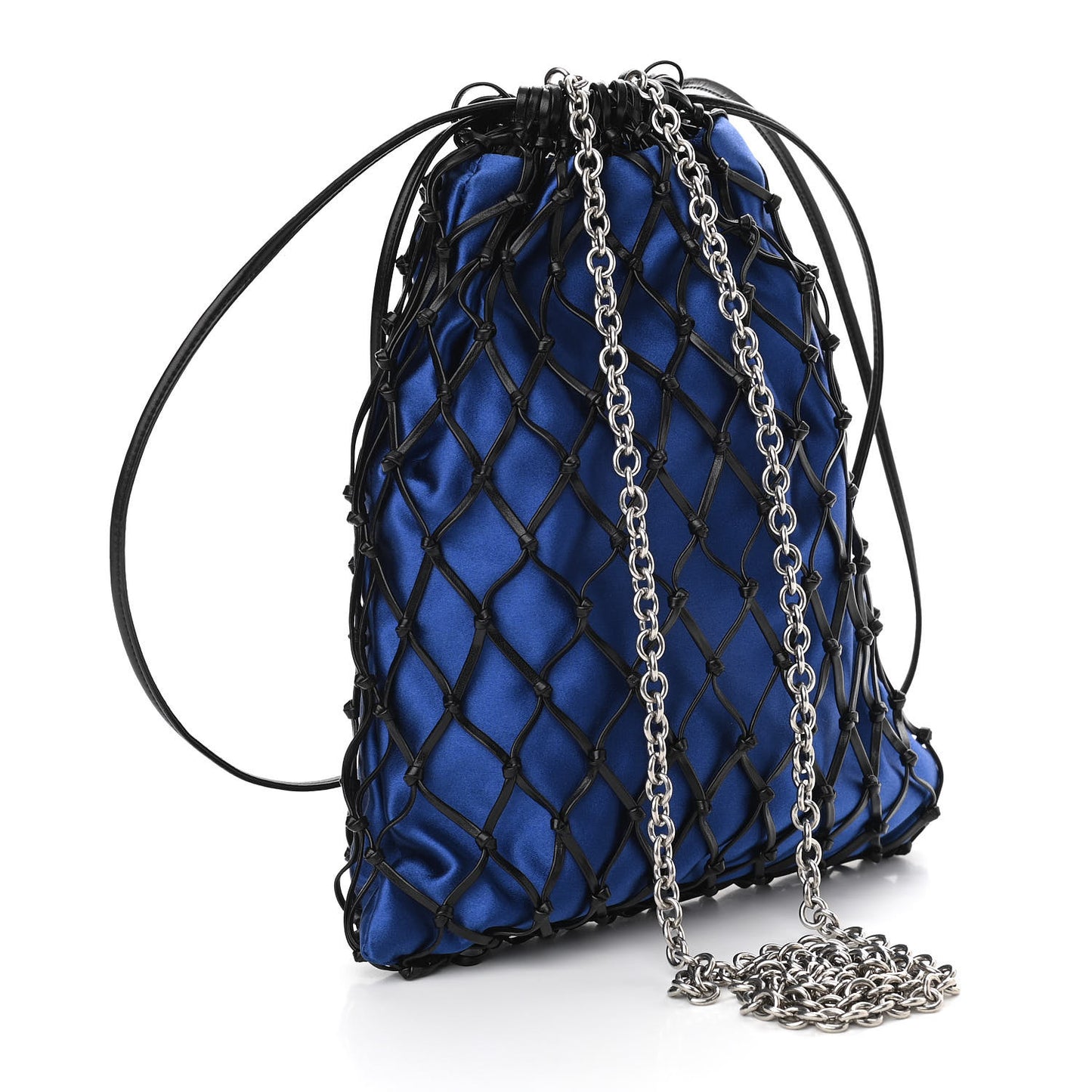 Satin Net Chain Bag Blue Black