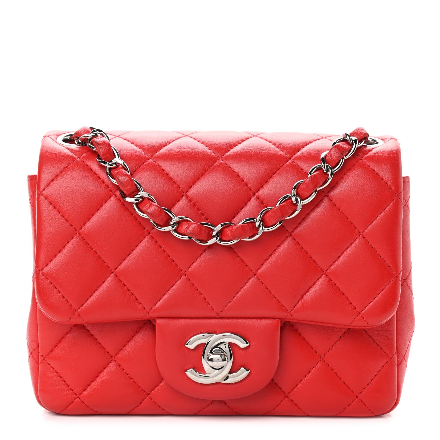 Chanel Lambskin Quilted Mini Square Flap Red 1 of 16