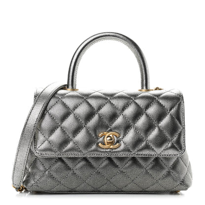 Chanel Metallic Caviar Quilted Mini Coco Handle Flap Silver 1 of 9