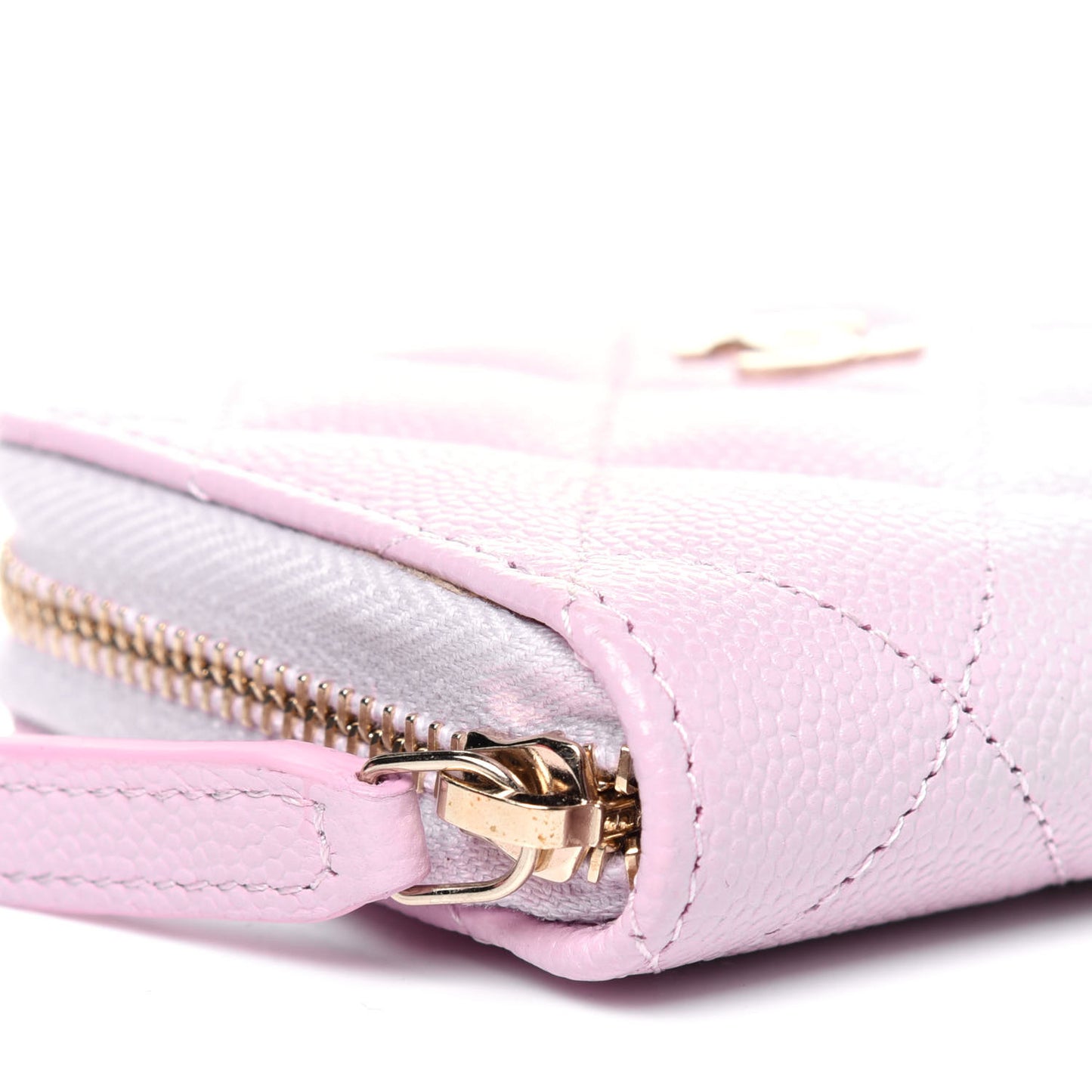 Caviar Quilted Zip Coin Purse Light Pink