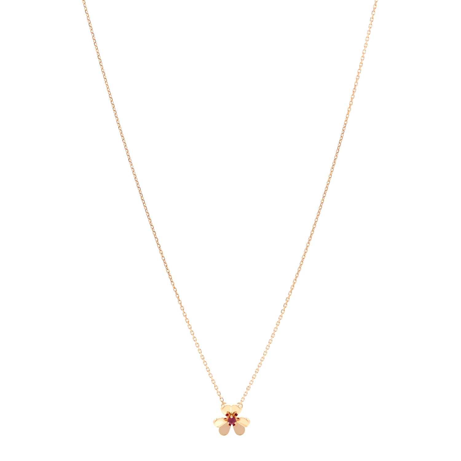 Van Cleef & Arpels 18K Rose Gold Ruby Mini Frivole Pendant Necklace 1 of 6
