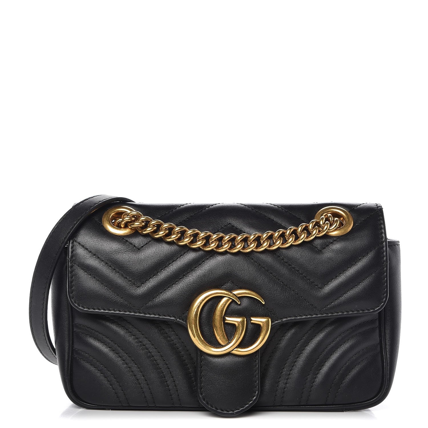 Gucci Calfskin Matelasse Mini GG Marmont Shoulder Bag Black 1 of 10