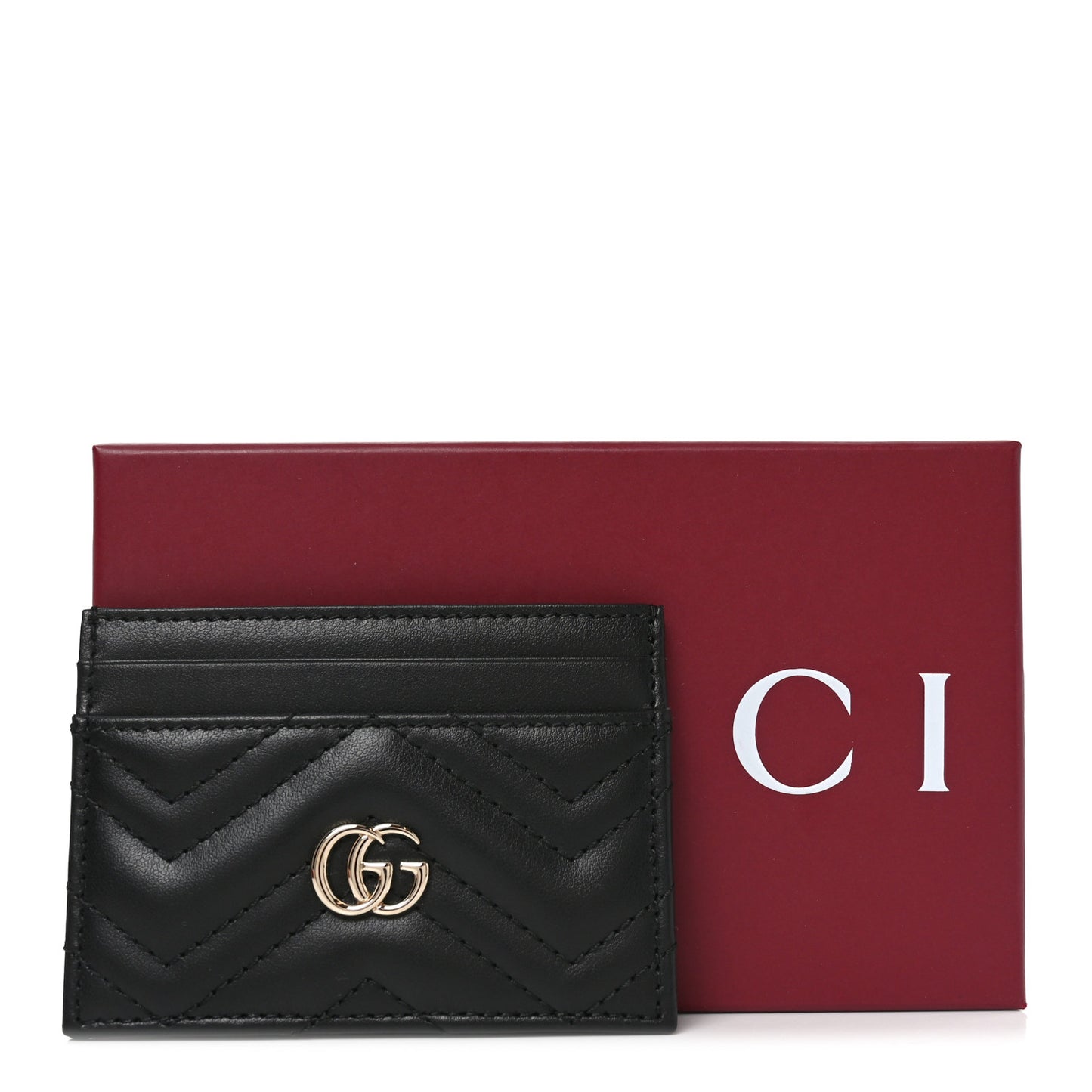 Calfskin Matelasse GG Marmont Card Holder Black