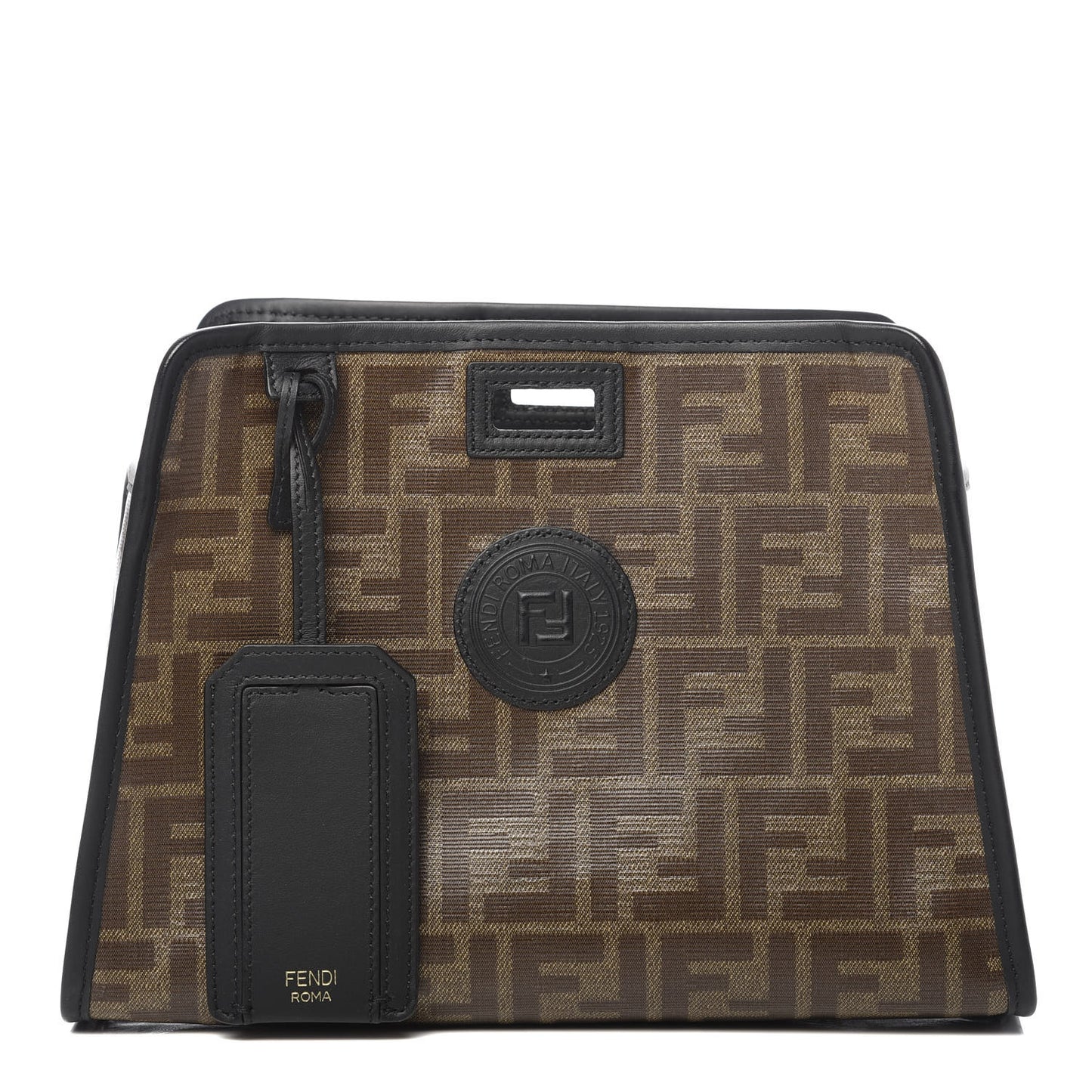 Glazed Fabric Vitello Century FF 1974 Stamp Patch Mini Peekaboo Defender Cover Mogano Panna Black