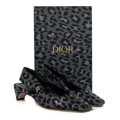 Christian Dior Nylon Leopard Print Mizza Slingback Pumps 40 Grey Multicolor 7 of 7