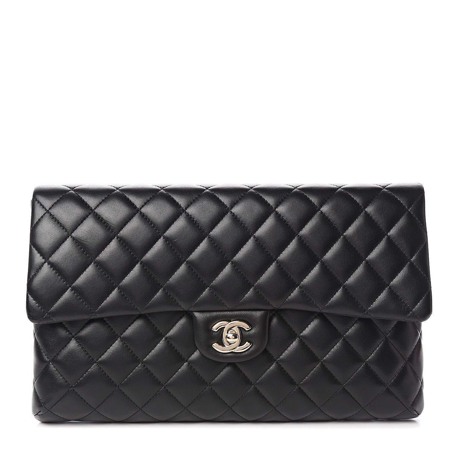 Chanel Lambskin Quilted Flap Clutch Black 1 of 10