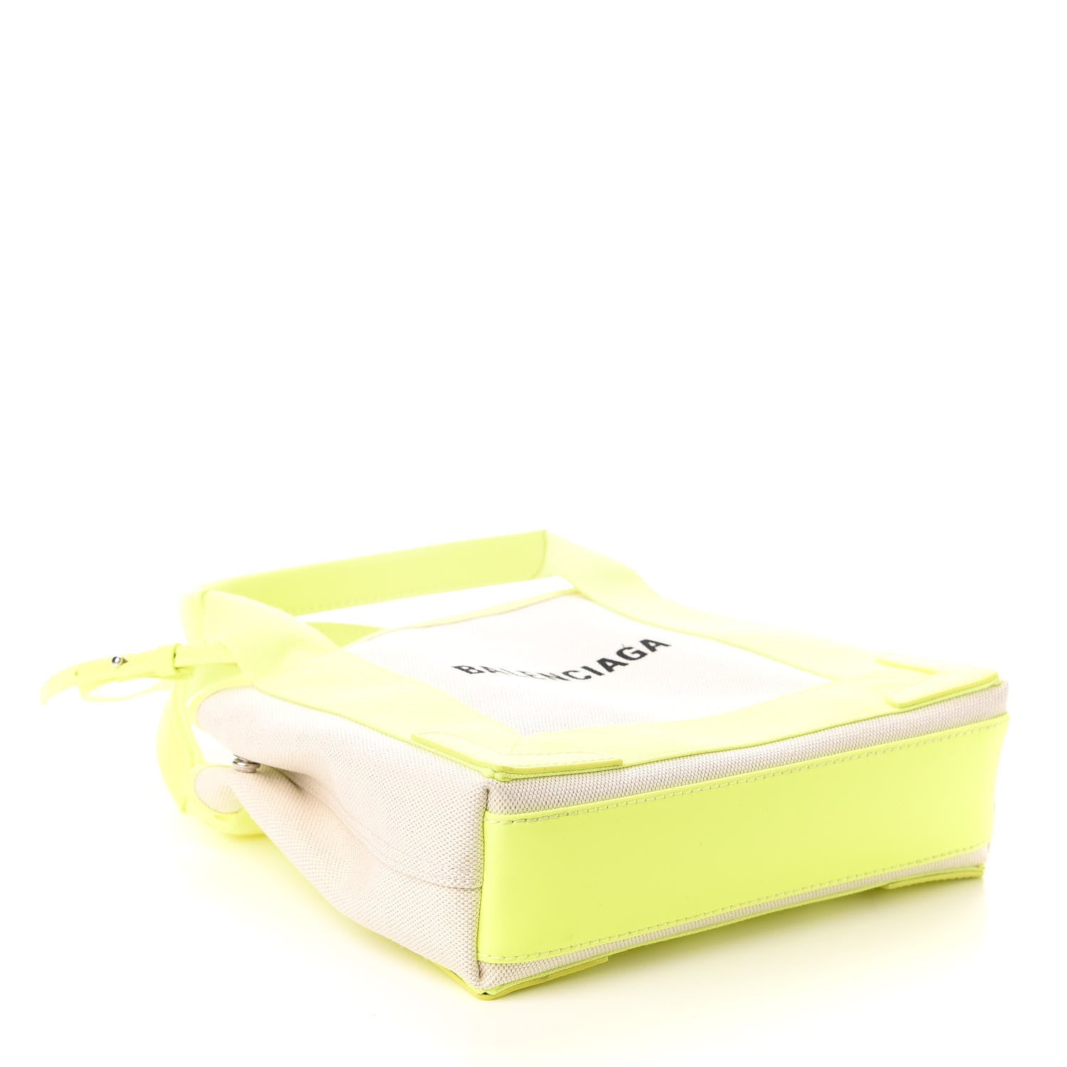 Balenciaga Cotton Canvas Satin Calfskin Navy Cabas XS Natural Fluo Yellow 4 of 9