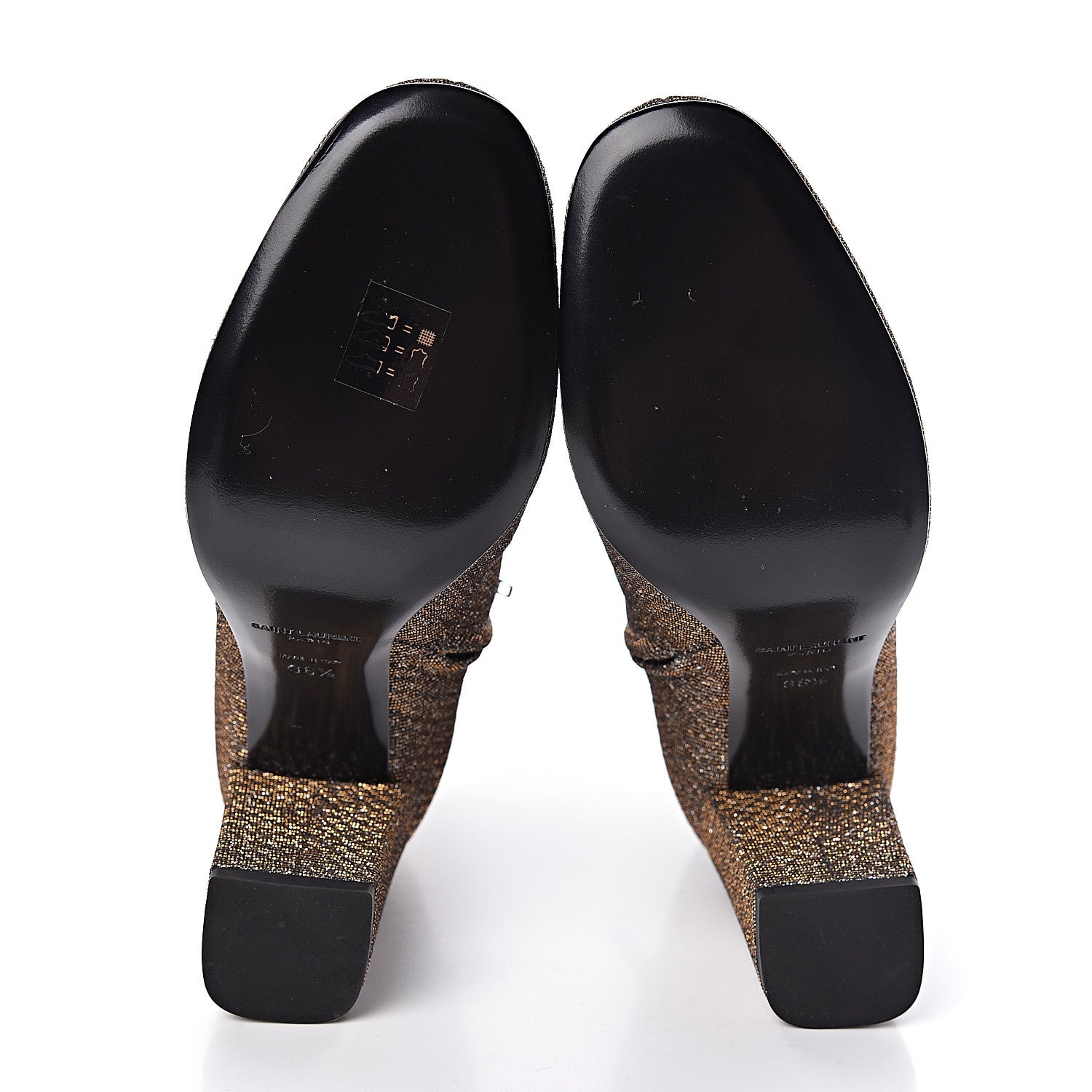 Saint Laurent Glitter Babies Zip Boots 36.5 Black Gold 7 of 11