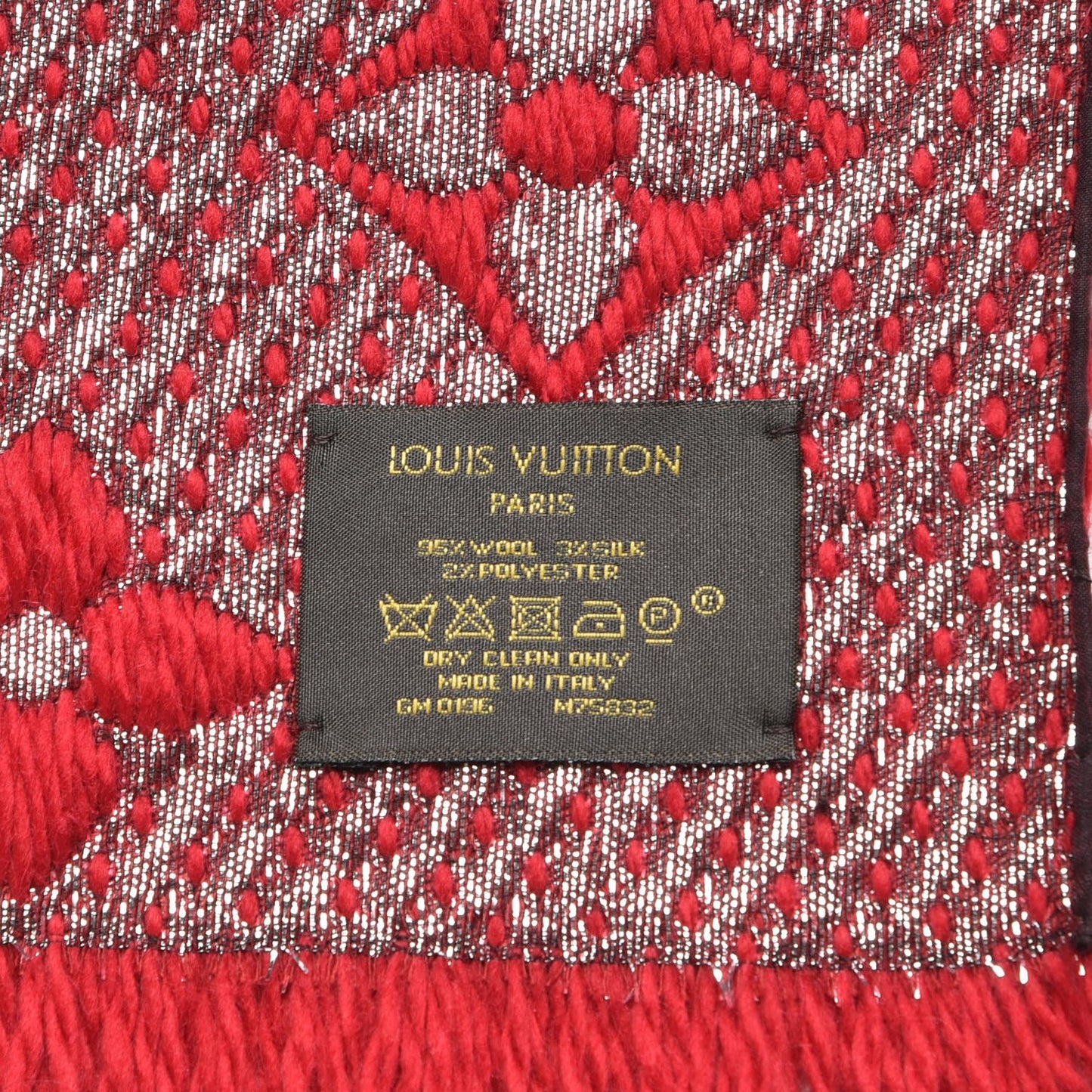 Wool Silk Logomania Shine Scarf Rubis