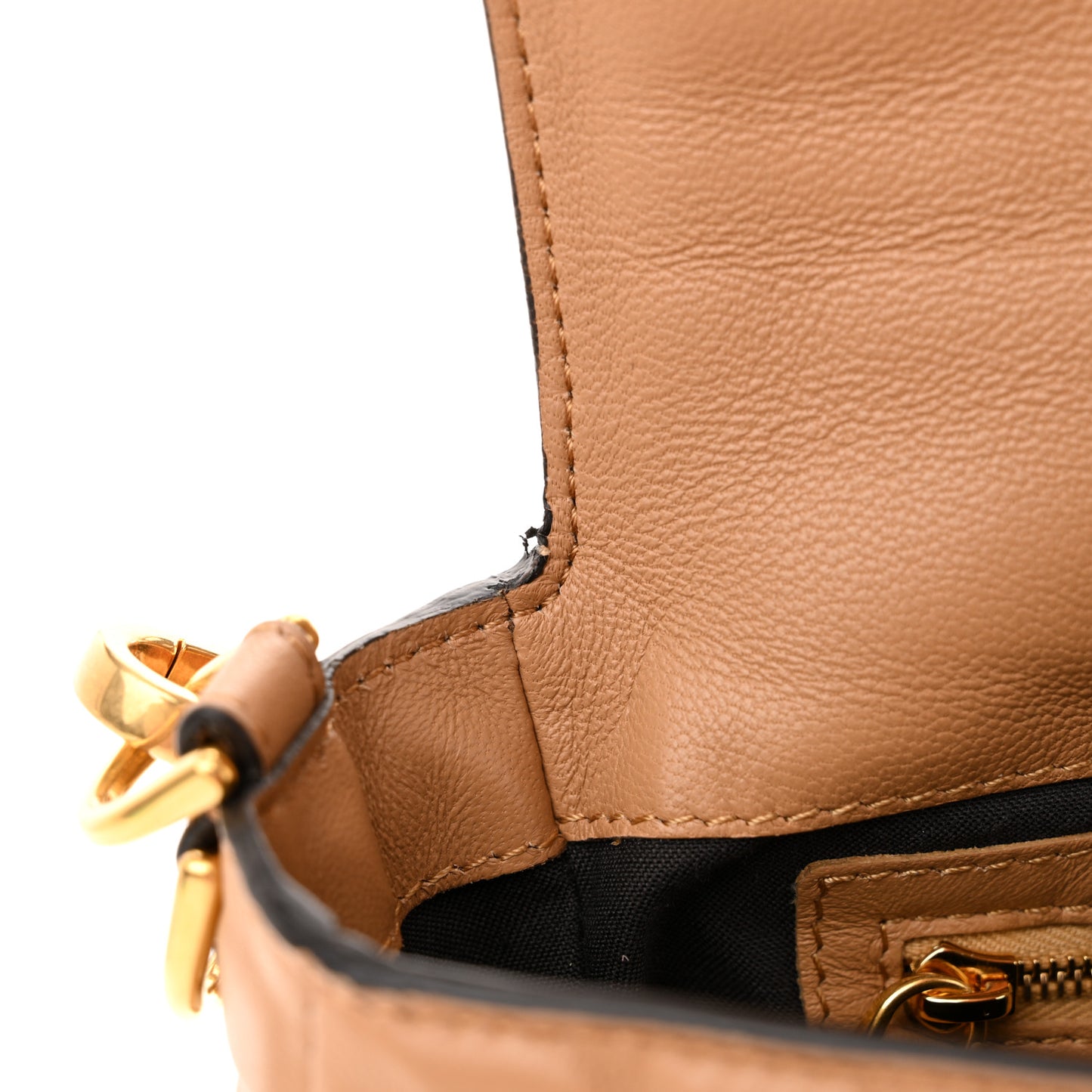 Nappa FF 1974 Embossed Baguette Miele Scuro