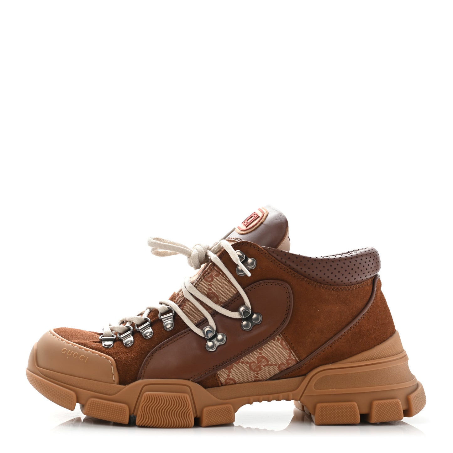 X SEGA Suede Calfskin GG Monogram Mens Flashtrek Sneakers 9.5 New Cuir Beige Ruggine