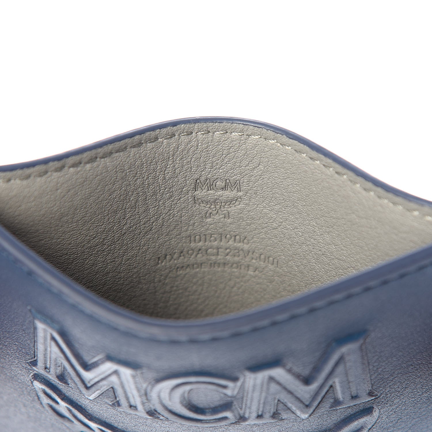 MCM Coburg Injection Embossed Card Case Navy Grey 6 of 7
