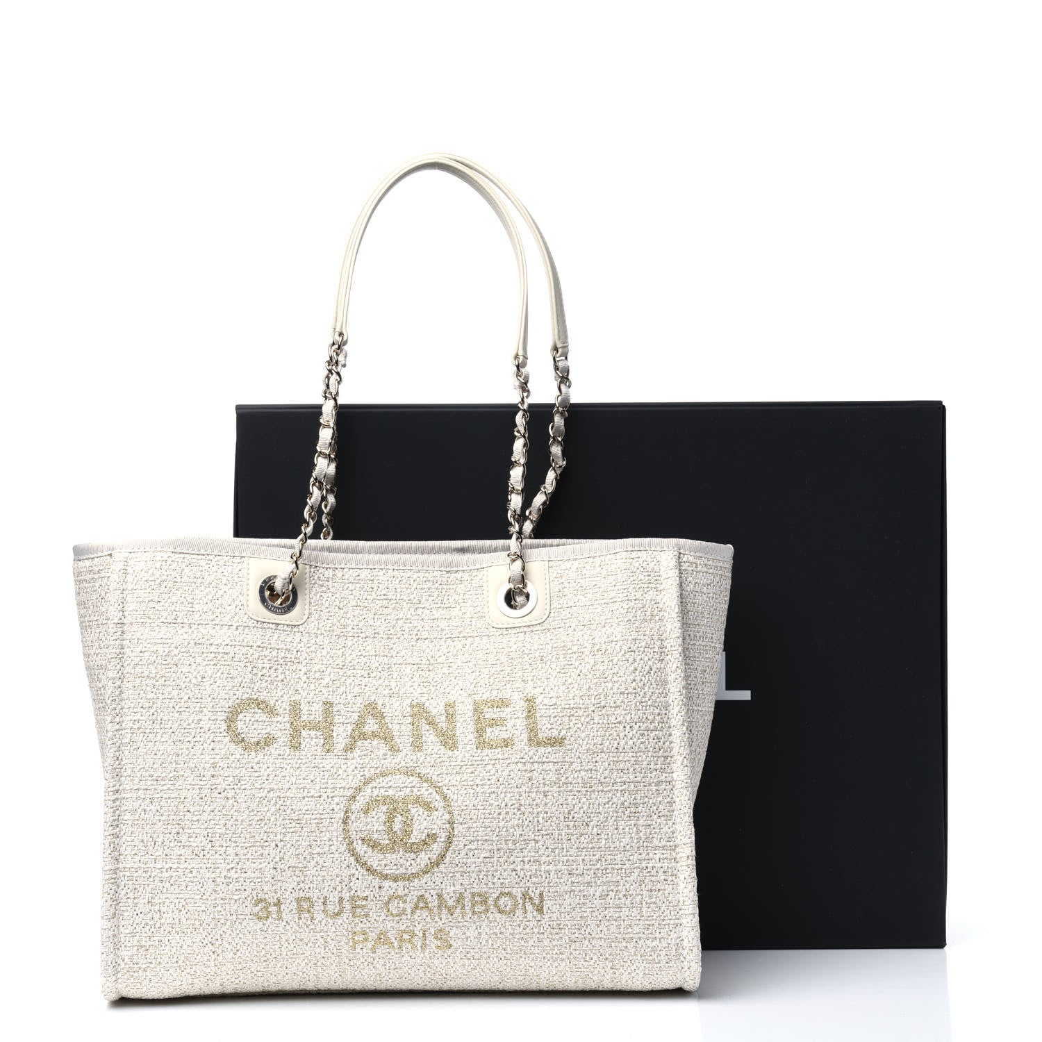 Chanel Lurex Boucle Small Deauville Tote Ivory 10 of 10