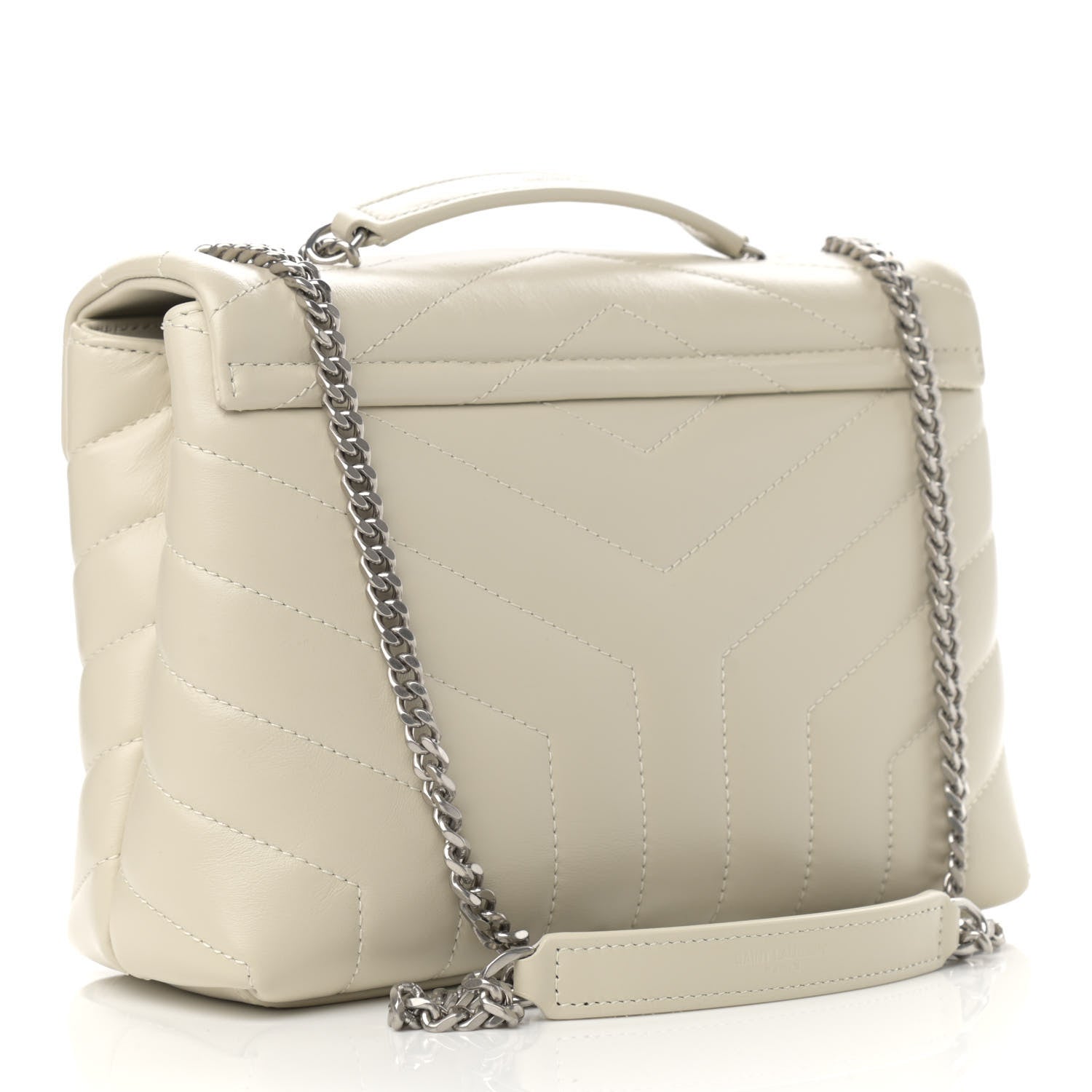 Saint Laurent Calfskin Y Quilted Monogram Small Loulou Chain Satchel Ivory 3 of 11