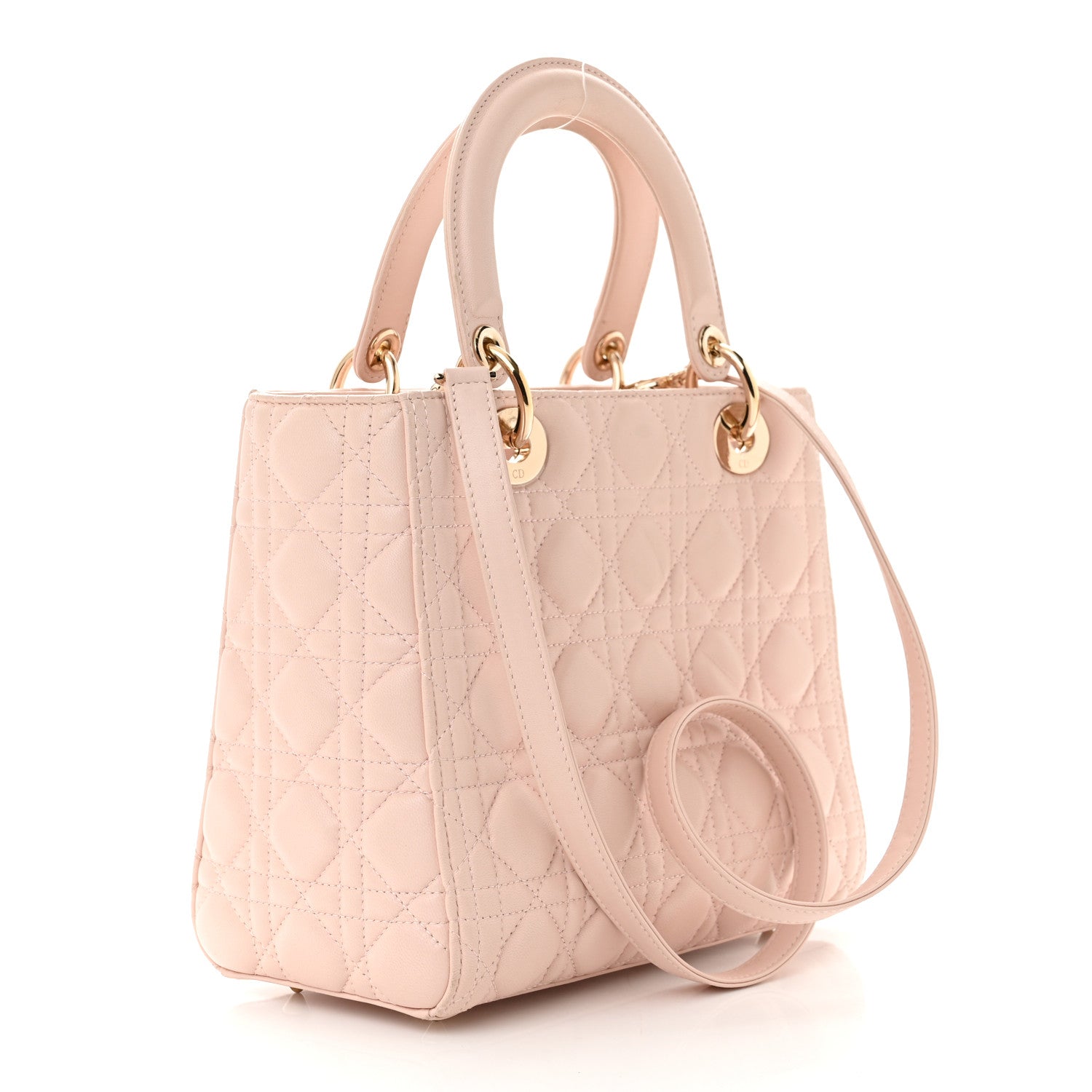 Christian Dior CHRISTIAN DIOR Lambskin Cannage Medium Lady Dior Light Pink 2 of 10
