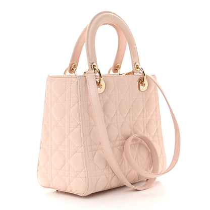 Christian Dior CHRISTIAN DIOR Lambskin Cannage Medium Lady Dior Light Pink 2 of 10