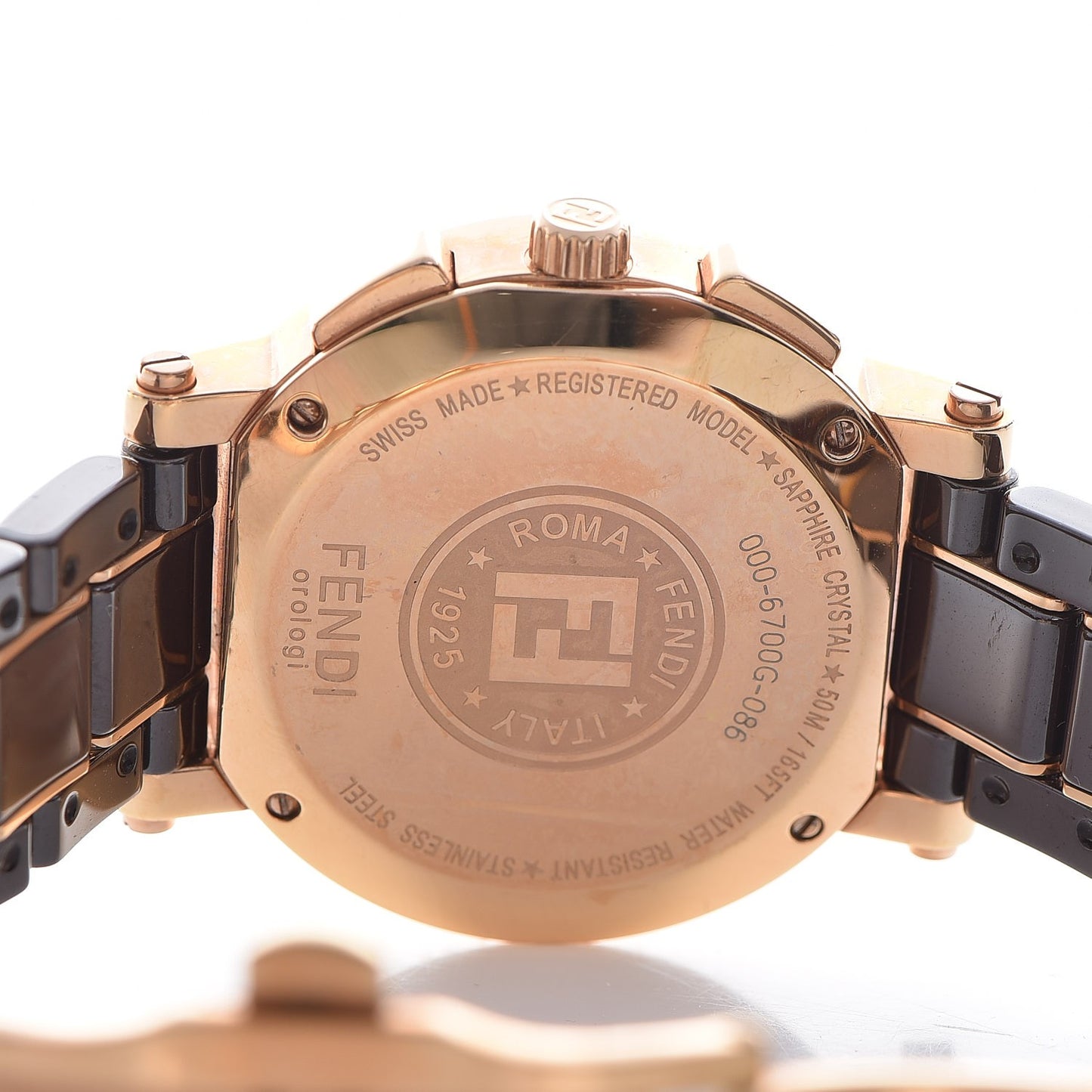 Stainless Steel Ceramic 38mm Chronograph Quartz Watch Brown