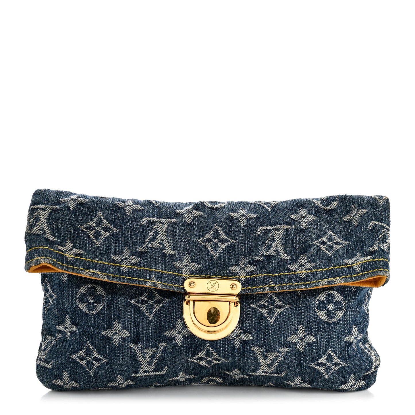 Monogram Denim Pochette Plat Clutch Blue