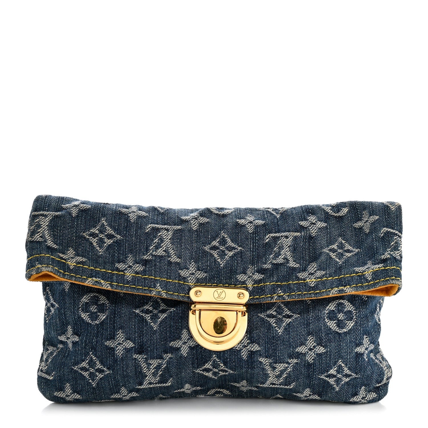 Louis Vuitton Monogram Denim Pochette Plat Clutch Blue 1 of 7