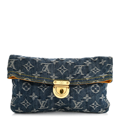 Louis Vuitton Monogram Denim Pochette Plat Clutch Blue 1 of 7
