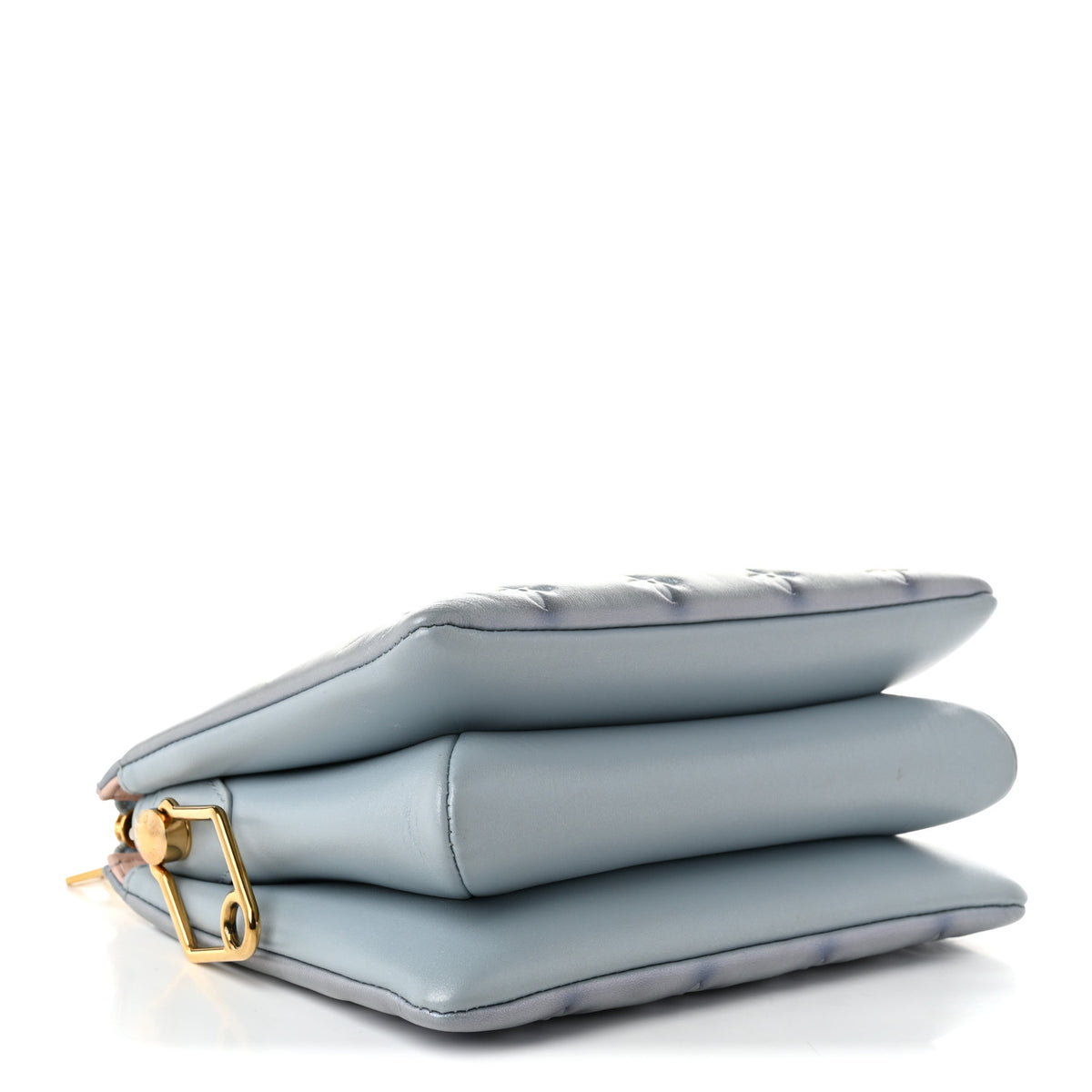 Metallic Lambskin Embossed Monogram Coussin BB Blue