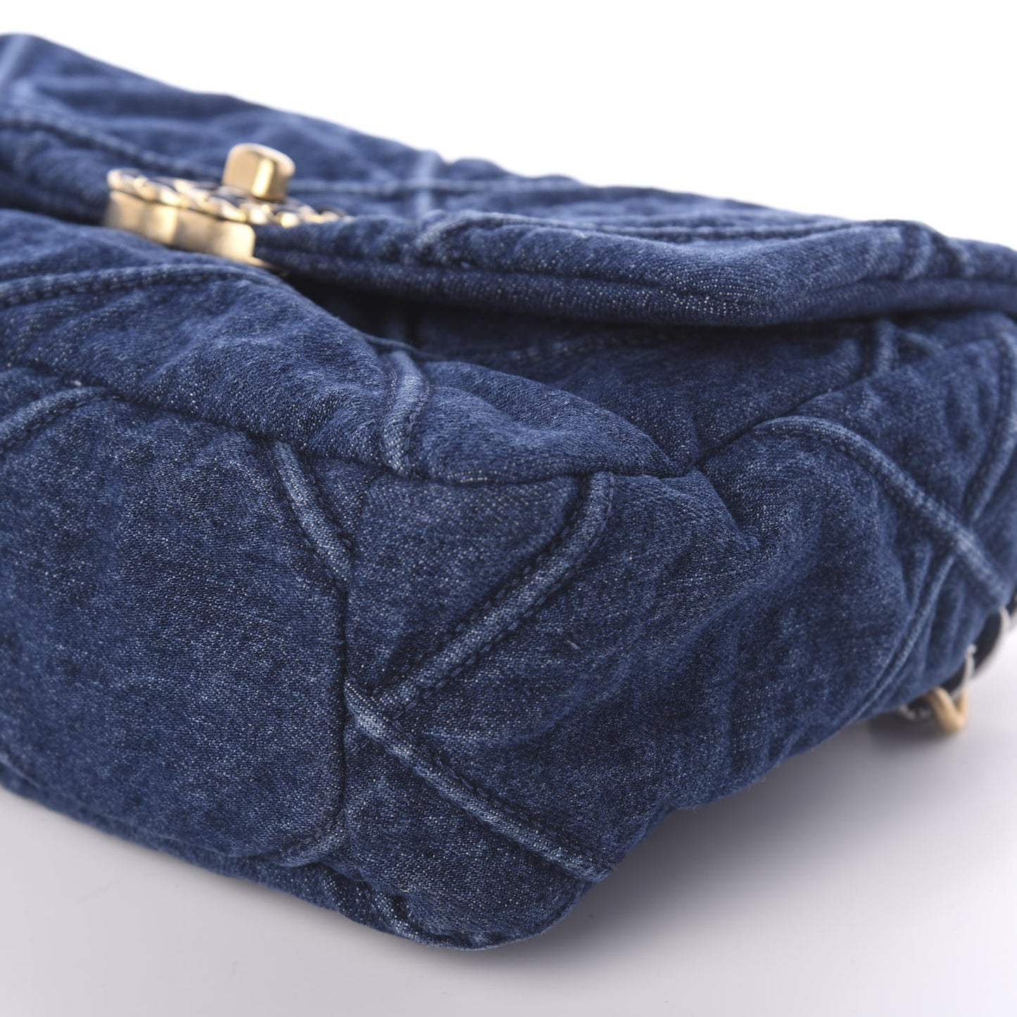 Denim Quilted Medium 19 Flap Blue
