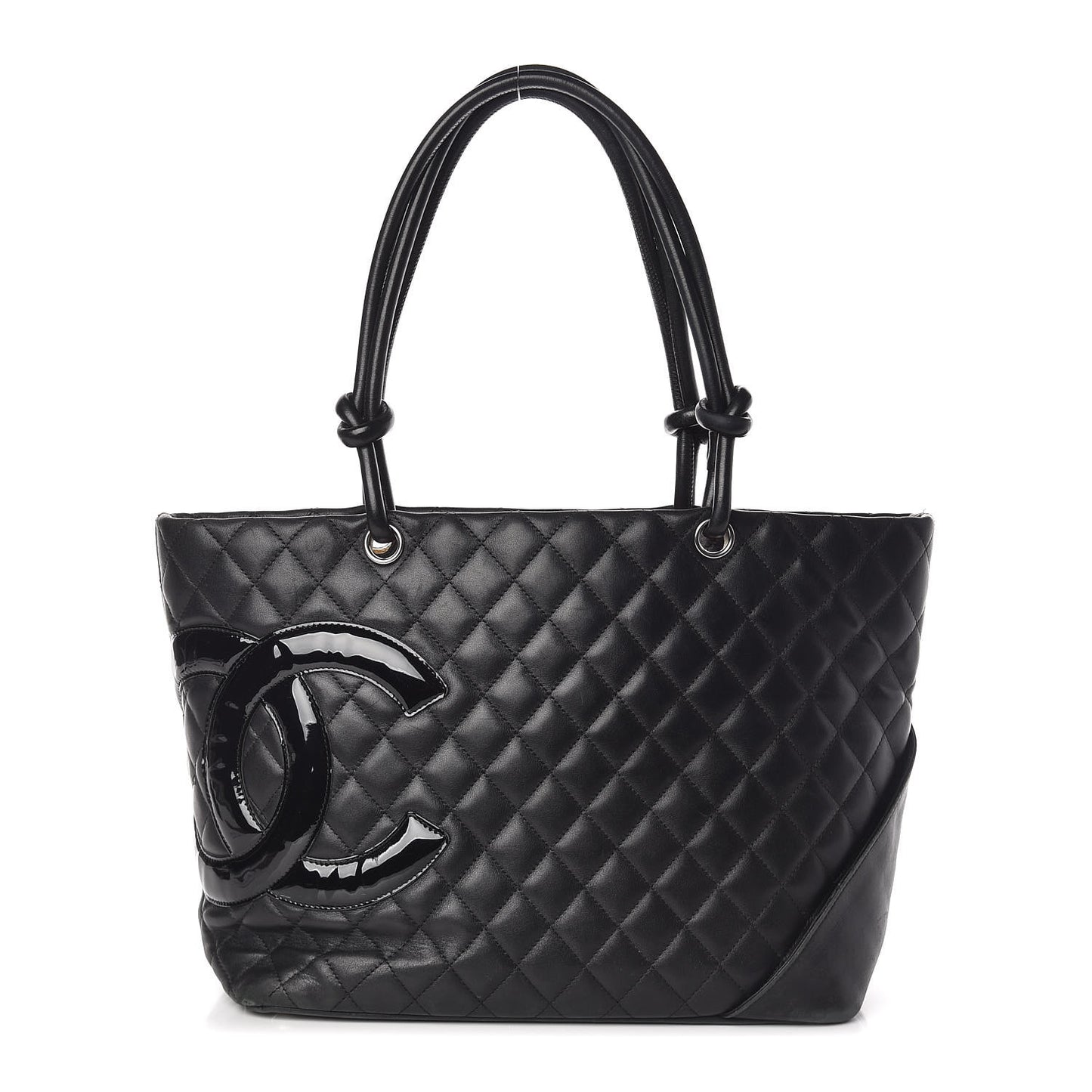 Calfskin Quilted Large Cambon Tote Black