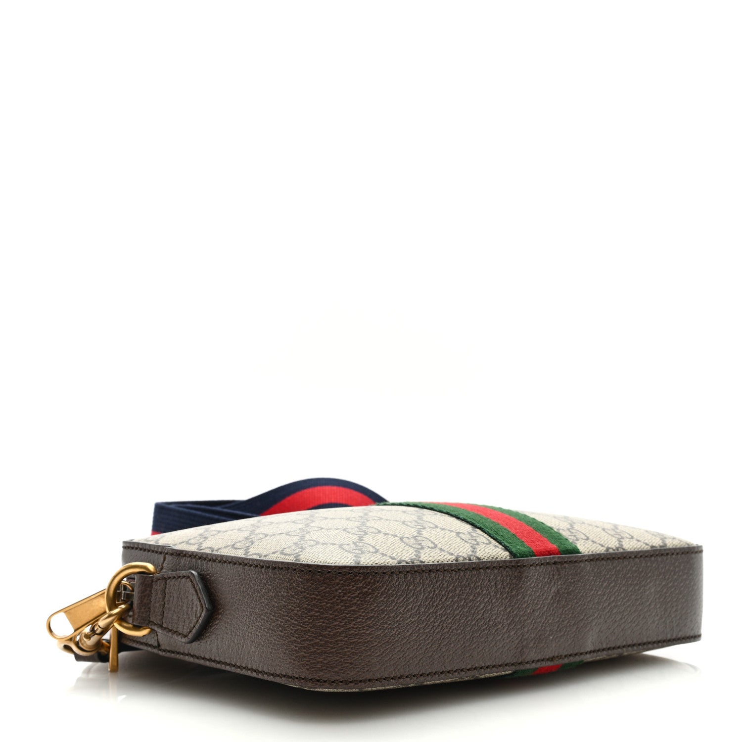Gucci GG Supreme Monogram Textured Dollar Calfskin Web Ophidia Wristlet Shoulder Bag Beige Ebony New Acero 4 of 8
