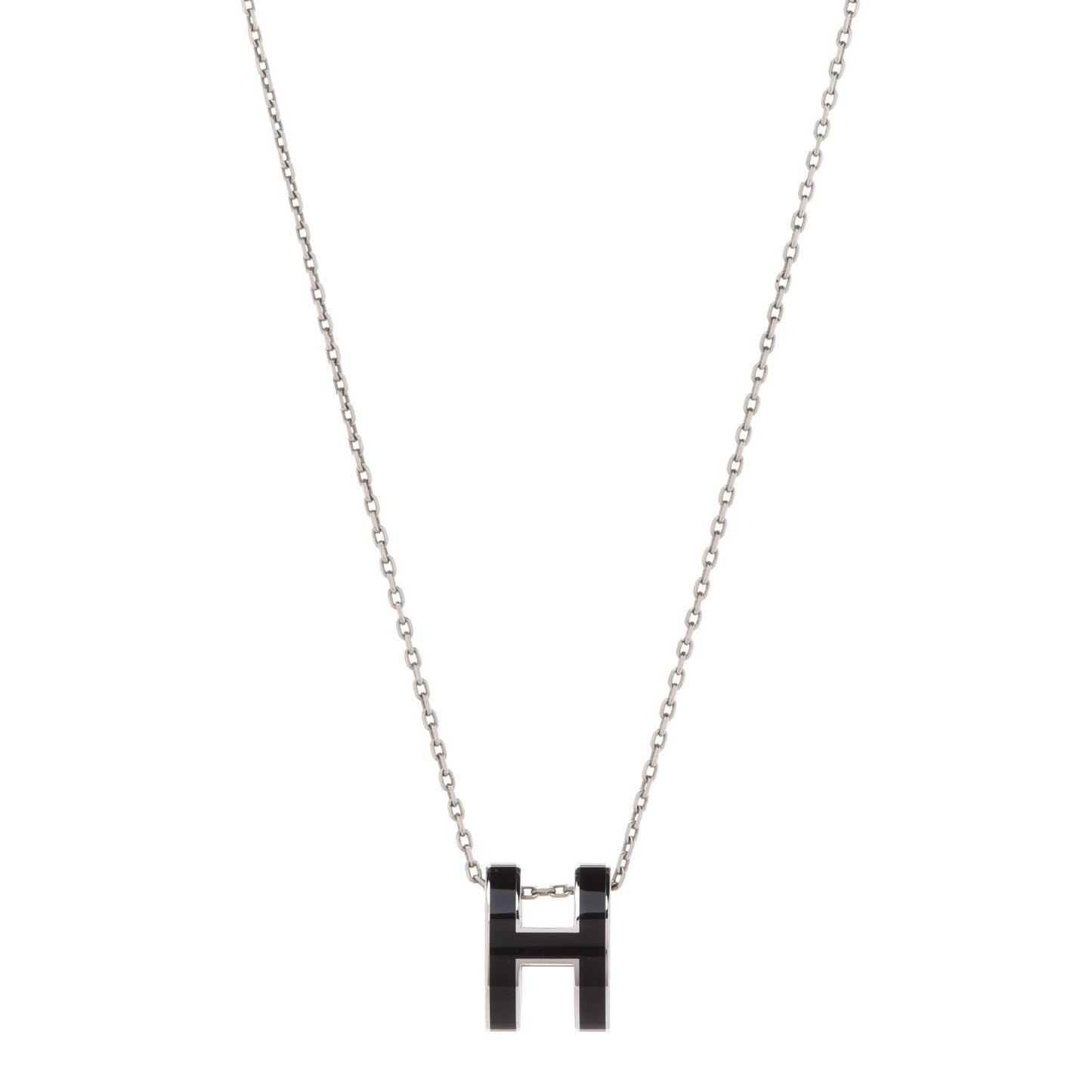 Lacquered Palladium Pop H Pendant Necklace Black