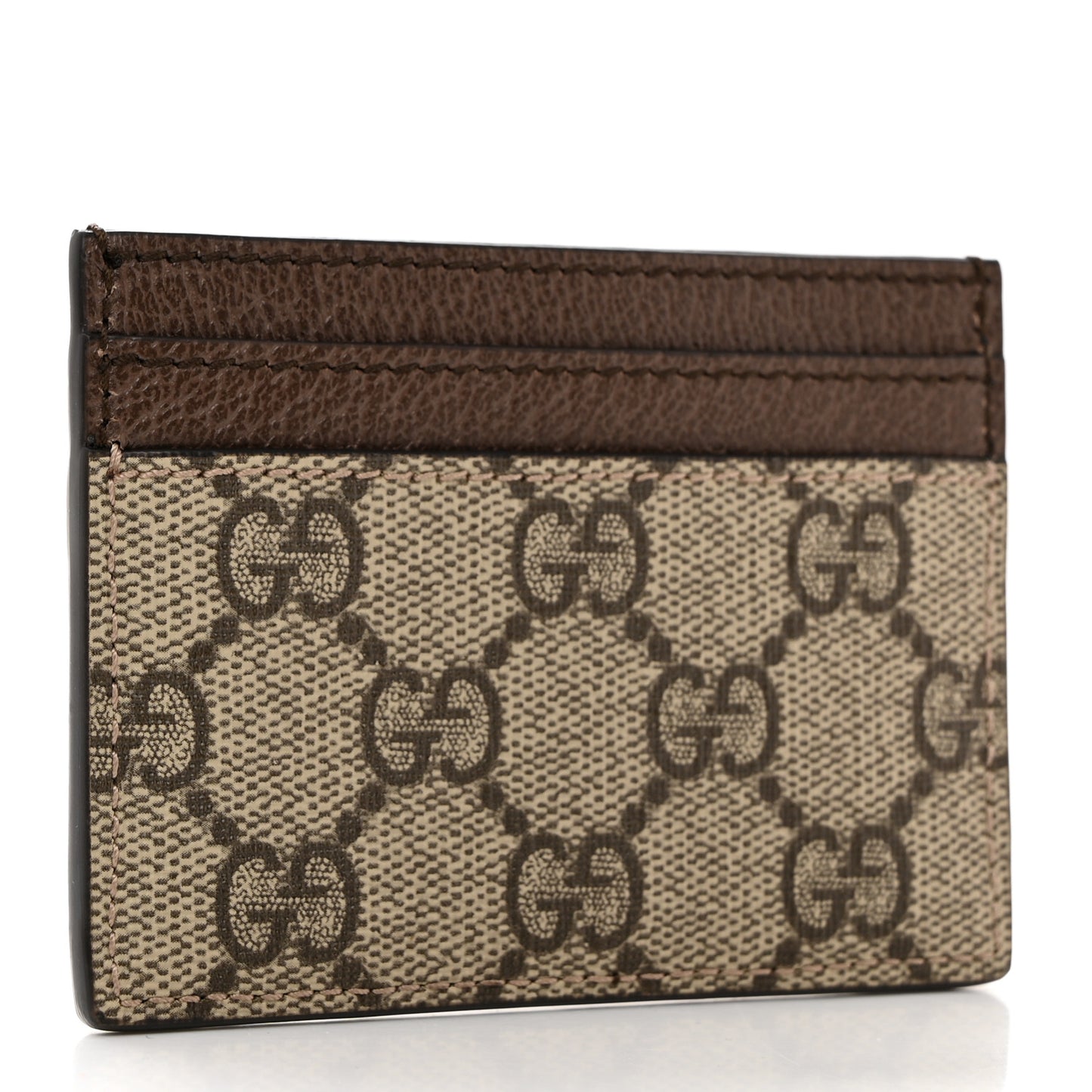 GG Supreme Monogram Textured Dollar Calfskin Ophidia Card Holder Beige Ebony New Acero