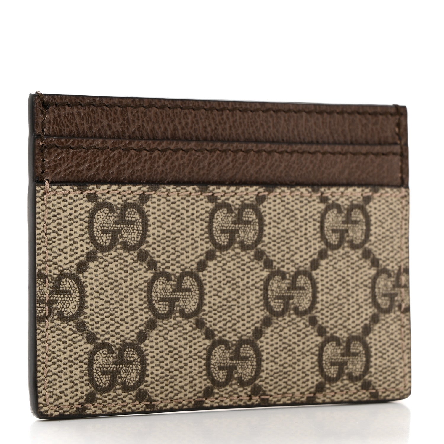 Gucci GG Supreme Monogram Textured Dollar Calfskin Ophidia Card Holder Beige Ebony New Acero 3 of 7