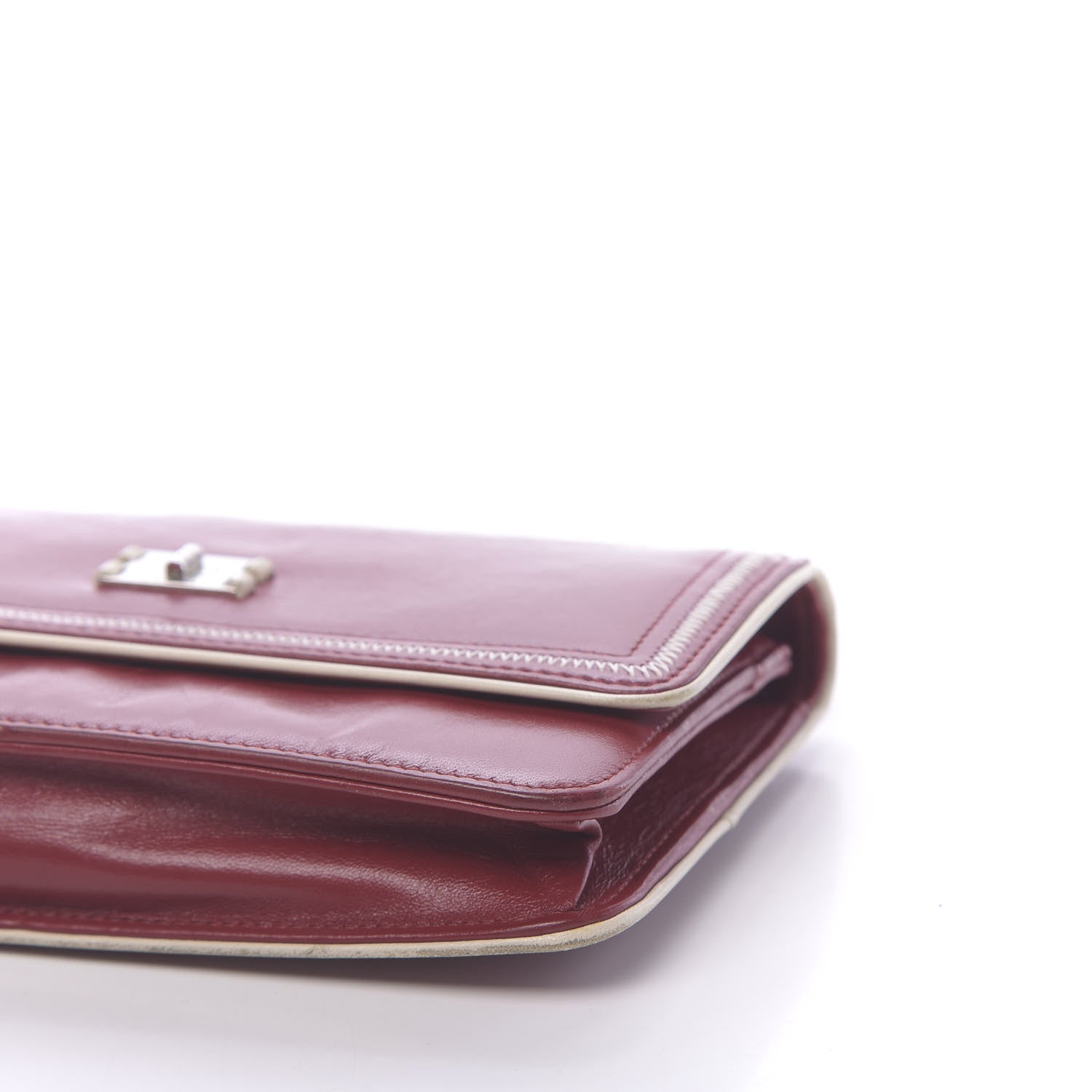 Chanel Lambskin Mademoiselle Wallet On Chain WOC Dark Red 10 of 16