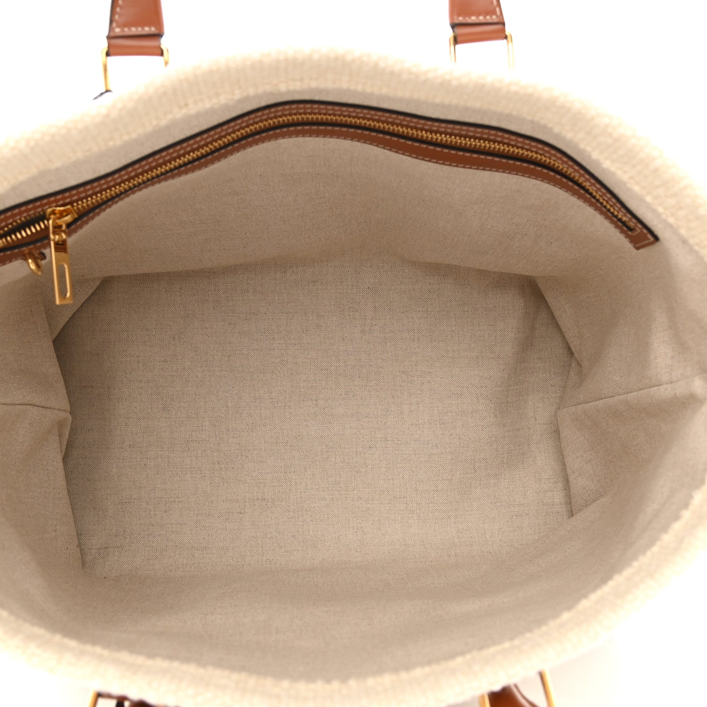 Plein Soleil Textile Calfskin Horizontal Cabas Natural Tan Black
