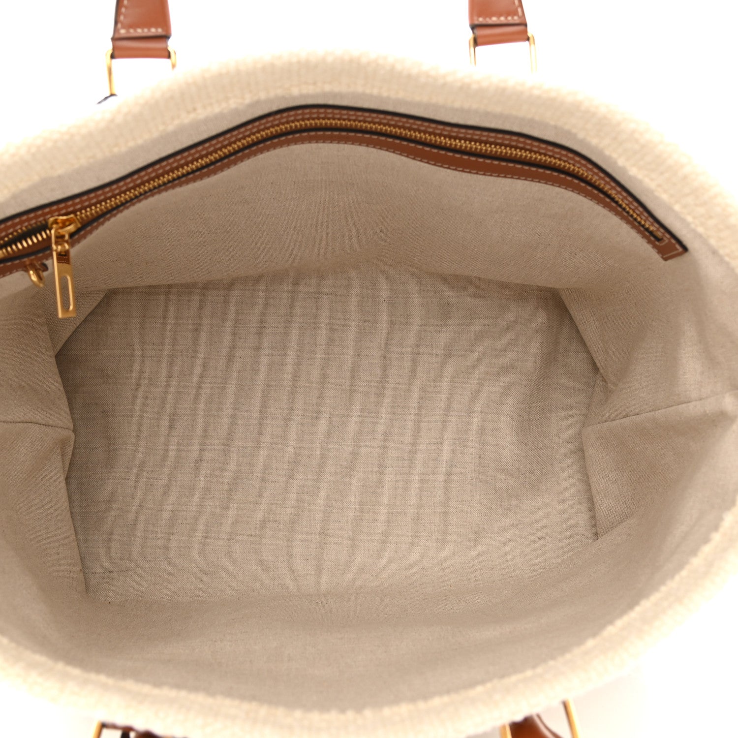 Celine Plein Soleil Textile Calfskin Horizontal Cabas Natural Tan Black 5 of 11
