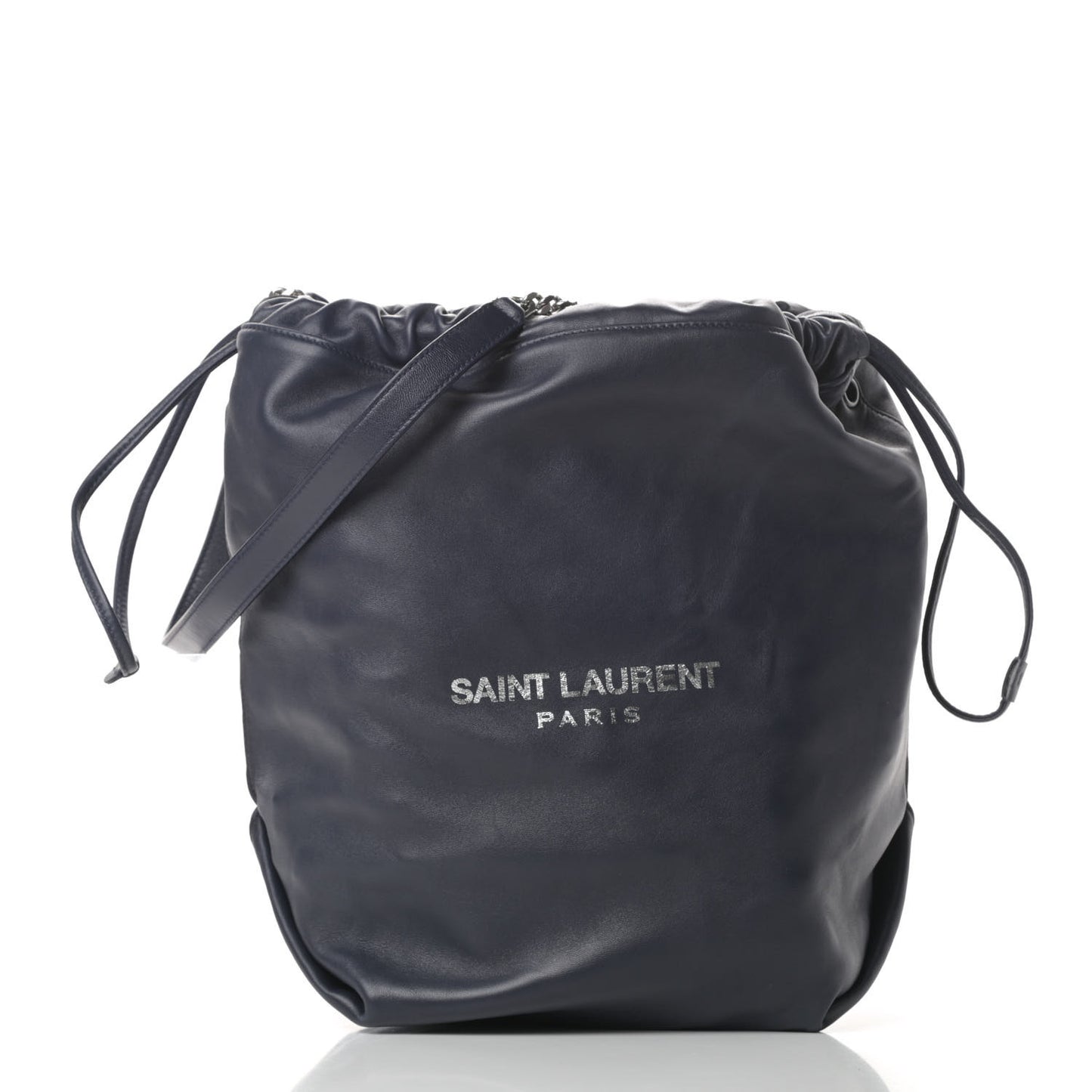 Lambskin Teddy Drawstring Bag Navy