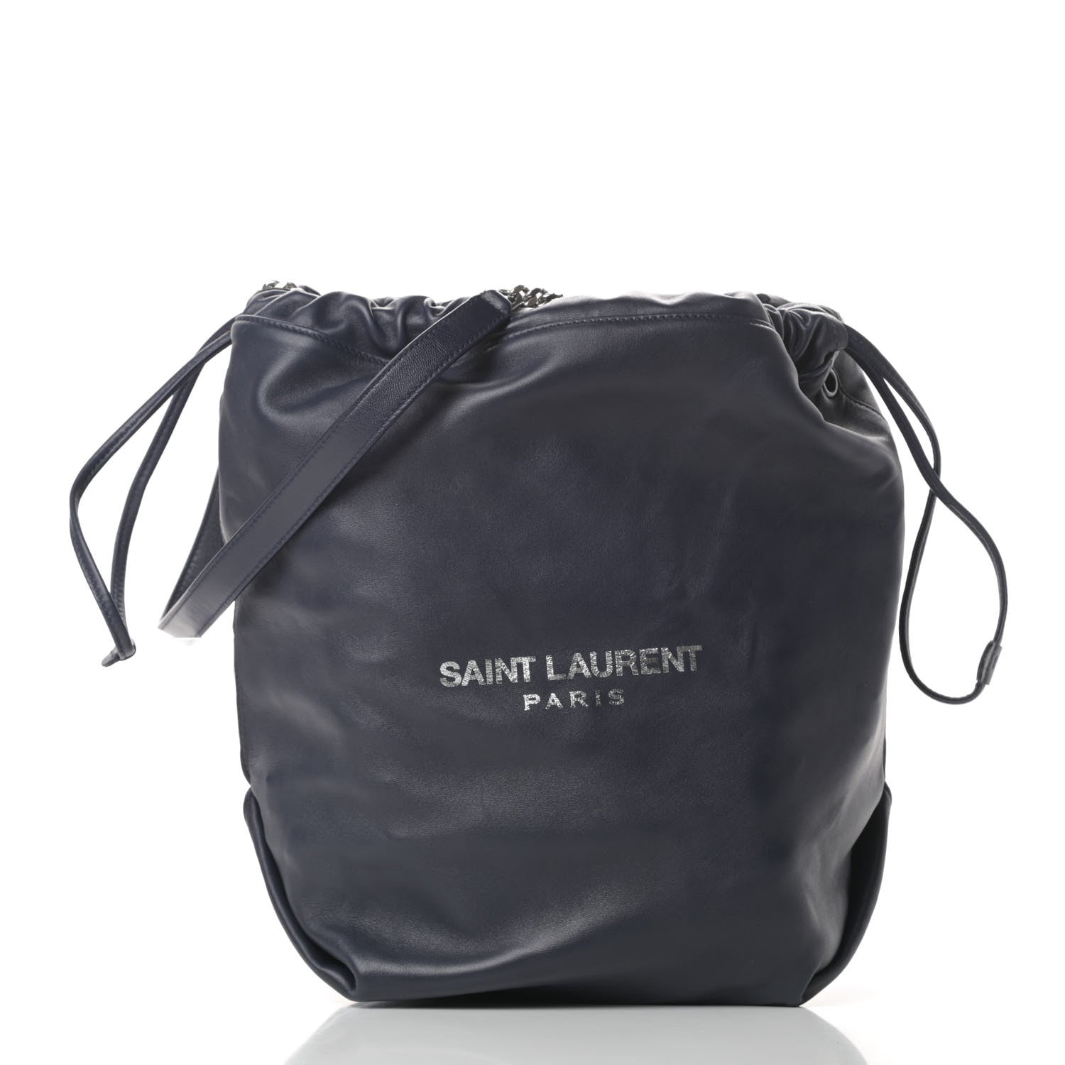 Saint Laurent Lambskin Teddy Drawstring Bag Navy 3 of 11