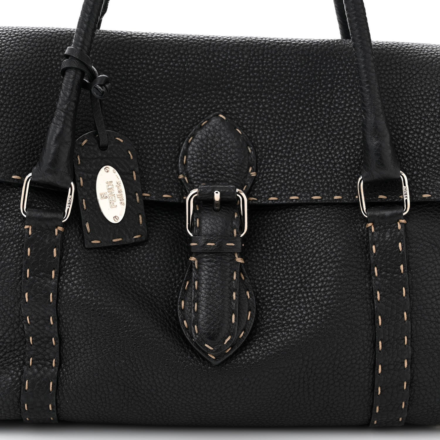 Fendi Cuoio Romano Selleria Medium Linda Satchel Black 8 of 10