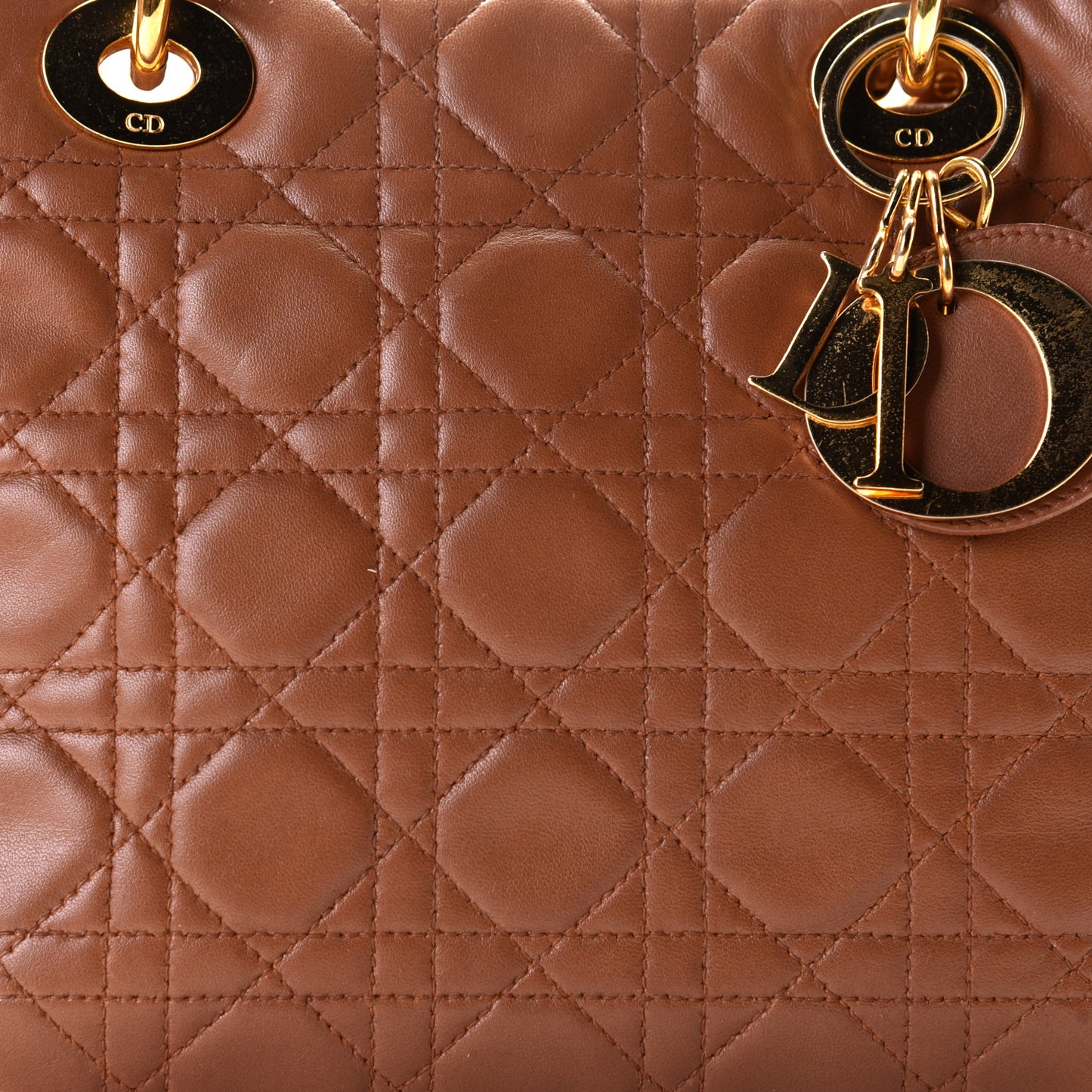 Lambskin Cannage Medium Lady Dior Tan