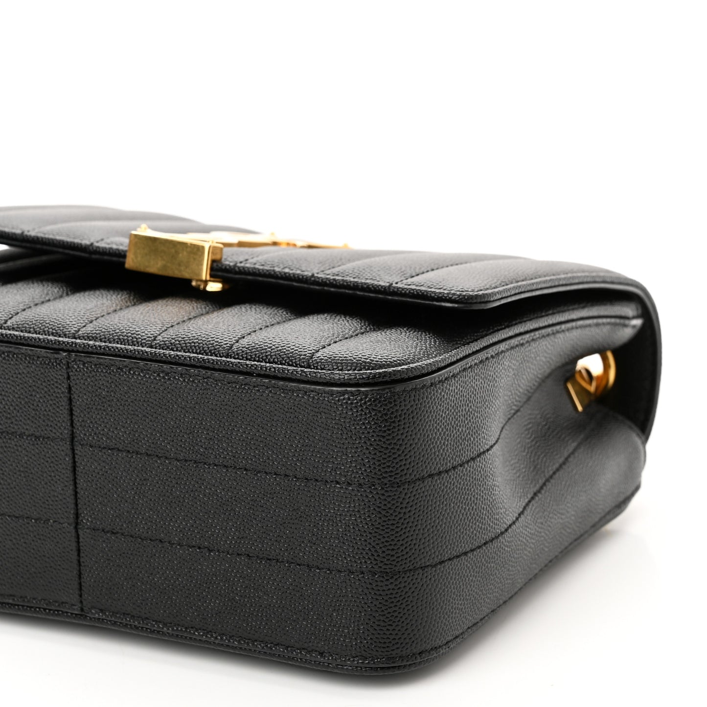 Grain De Poudre Matelasse Monogram Medium Vicky Chain Bag Black