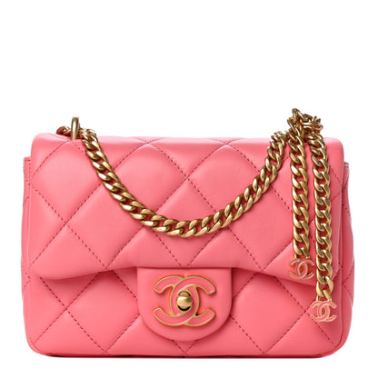 Chanel Lambskin Enamel Quilted Pending CC Mini Square Flap Pink 1 of 10