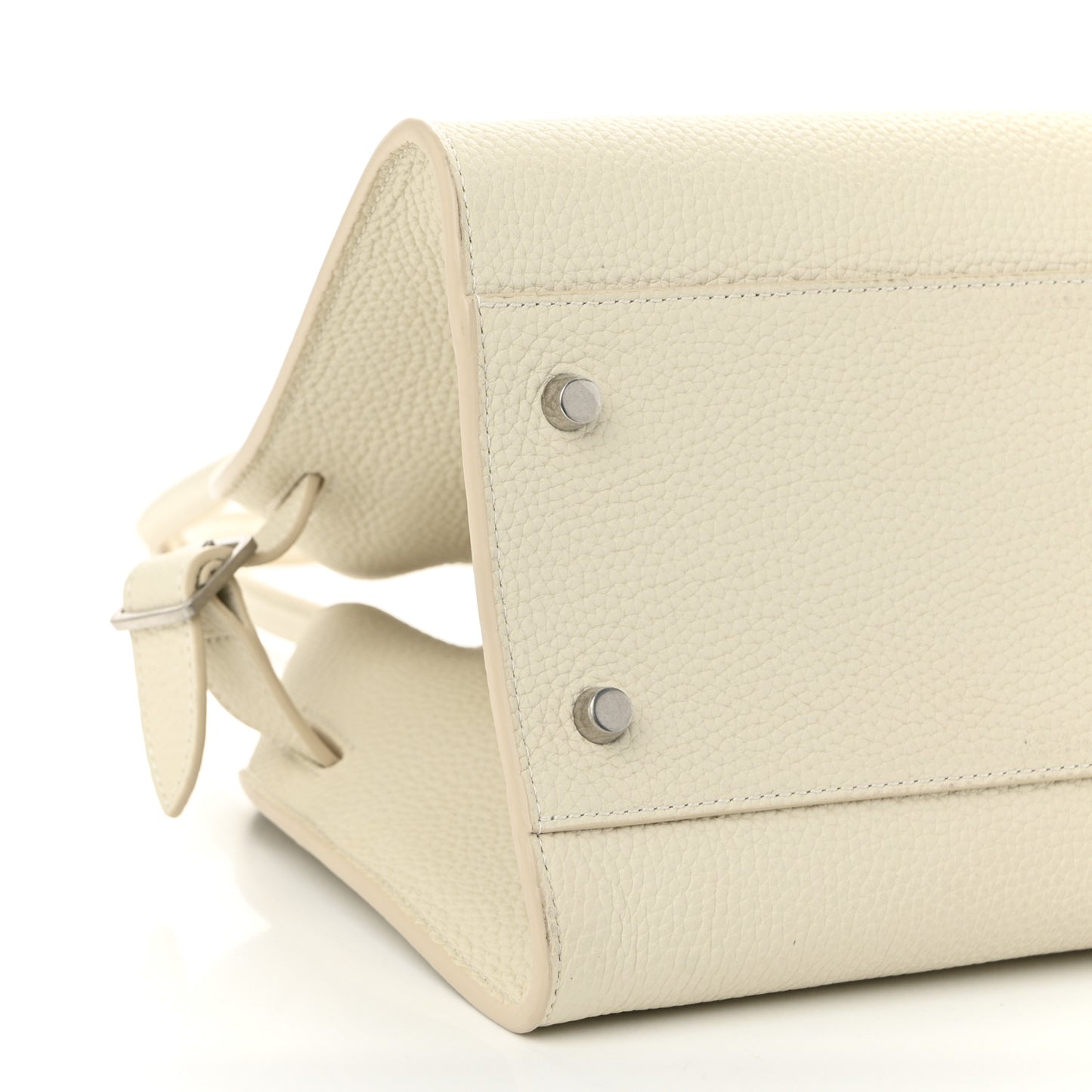 Matte Grained Calfskin Margaux Shoulder 12 White