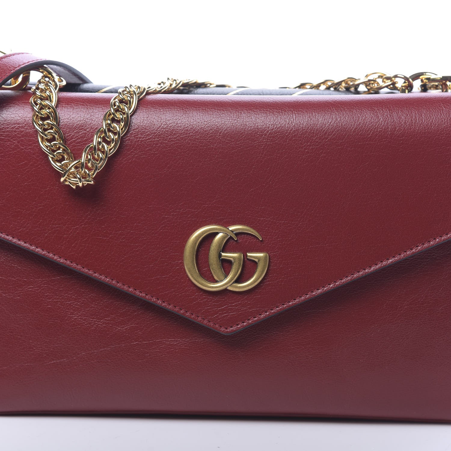 Gucci Calfskin Diagonal GG Medium Thiara Double Envelope Shoulder Bag Black Red 12 of 12