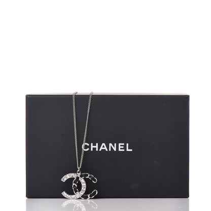 Chanel Lambskin Baguette Crystal CC Necklace Black Silver 6 of 6