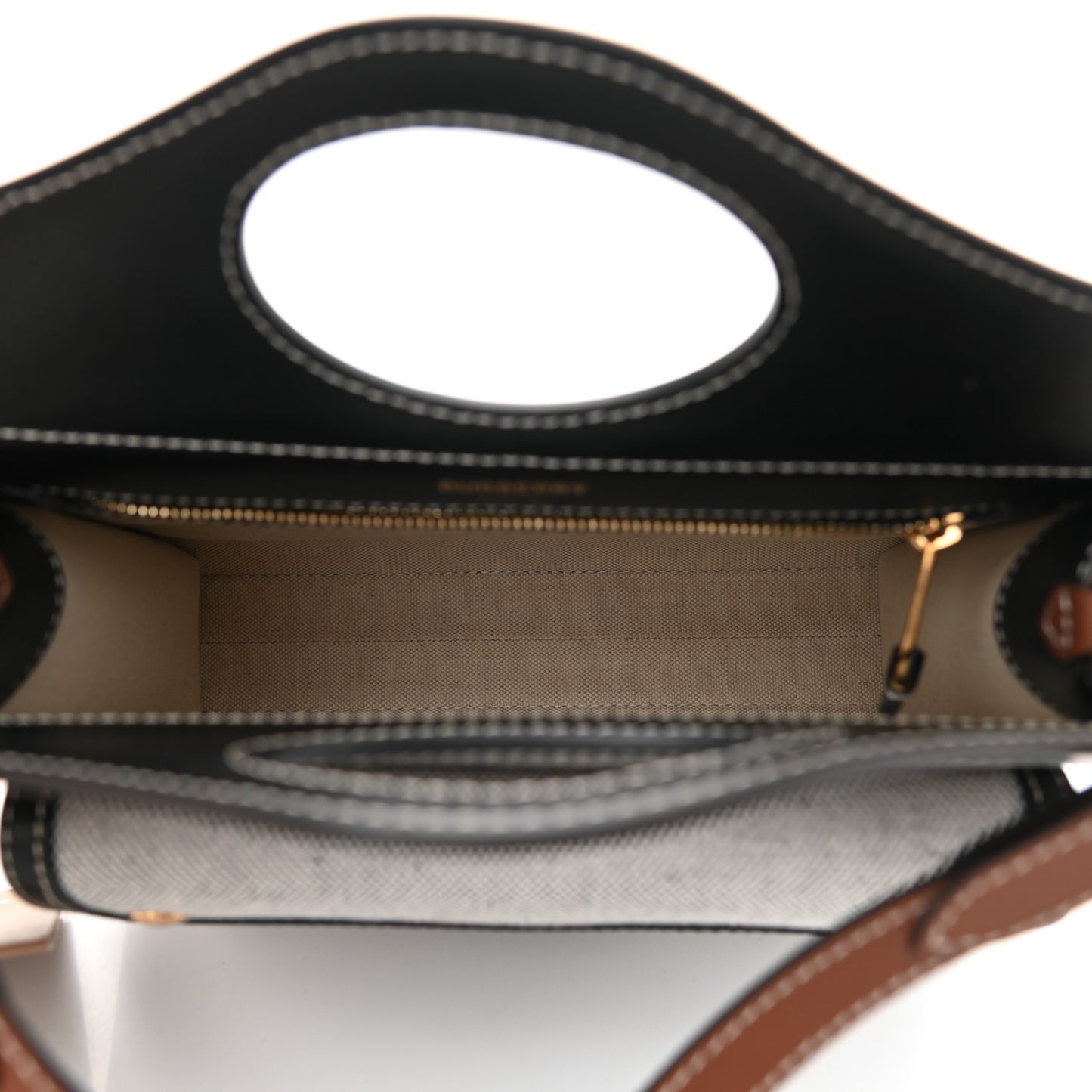 Smooth Calfskin Canvas Two Tone Mini Pocket Bag Black Tan