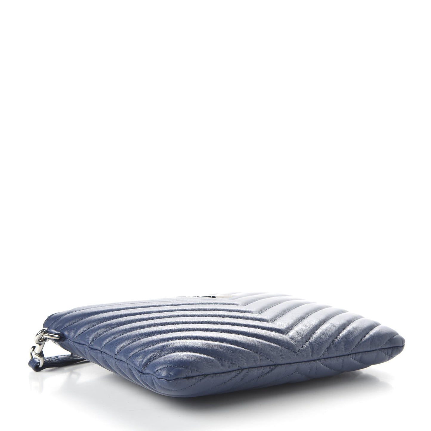 Calfskin Matelasse Chevron Monogram A5 Wristlet Medium Blue